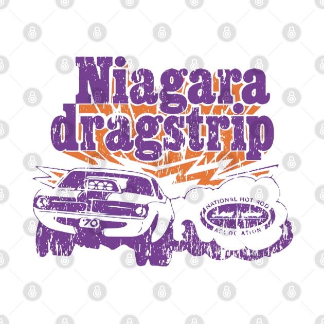 Vintage Niagara Dragstrip - Distressed burnout look - Purple print by retropetrol