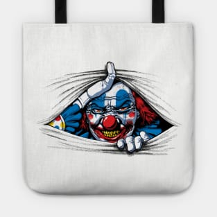 Scary Evil Horror Clown Peeking From Your Wherever Tote