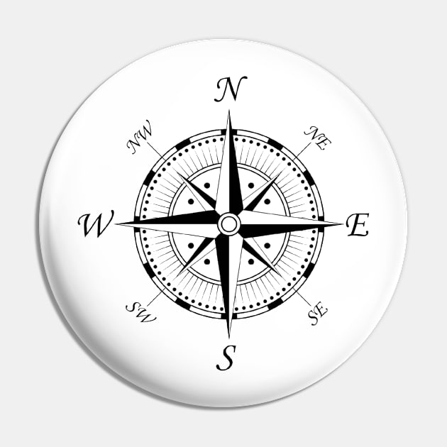 Compass (black) Pin by Bugsponge