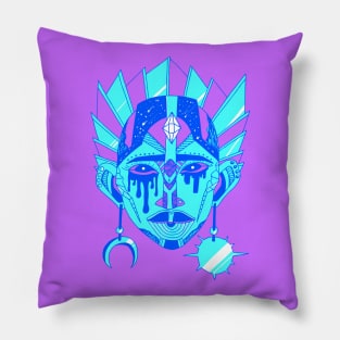 Blue African Mask No 12 Pillow