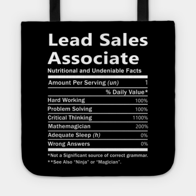 Lead Sales Associate T Shirt Nutrition Factors Gift Item Tee Lead Sales Associate Tote Teepublic