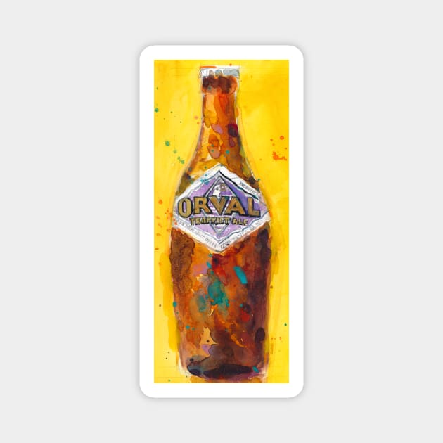 Orval Trappist Ale Beer Watercolor - Belgium Beer Art Print Magnet by dfrdesign