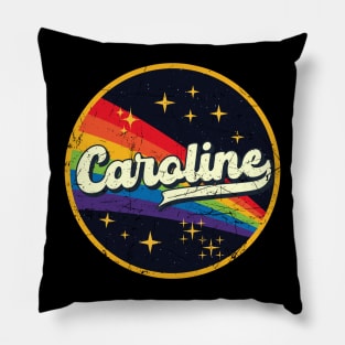 Caroline // Rainbow In Space Vintage Grunge-Style Pillow