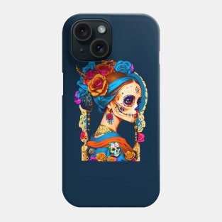 Sugar Skull Halloween. Girl with a Pearl Earring Phone Case