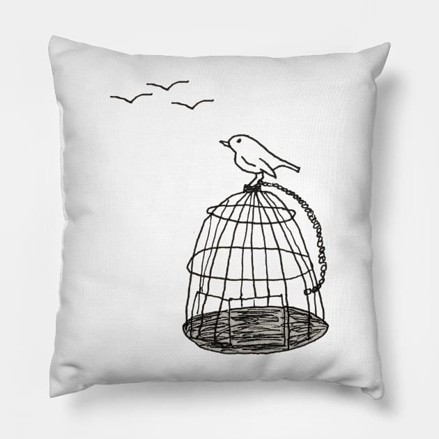 Caged Bird Pillow by natees33