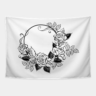 Monogram with Outline Roses Tapestry