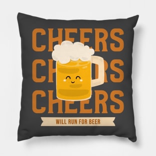 Will Run For Beer T-Shirt | Running T-Shirt | Funny Running T-Shirt | Trail runner gifts T-Shirt Pillow