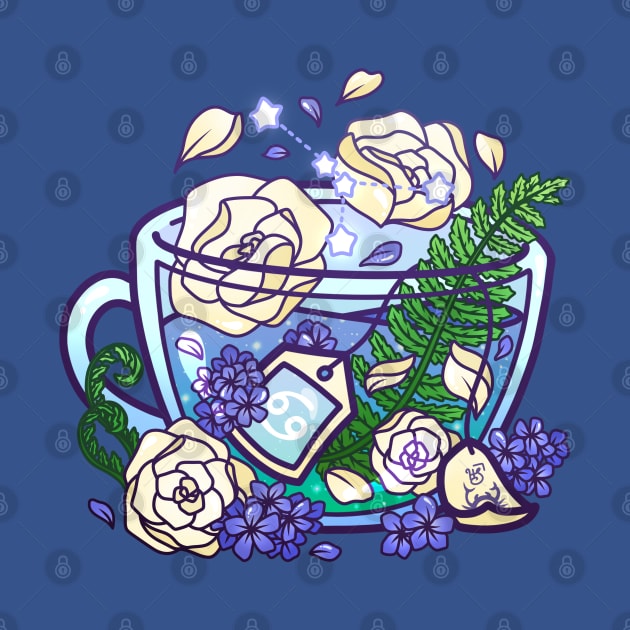 Cancer Zodiac Teacup by heysoleilart