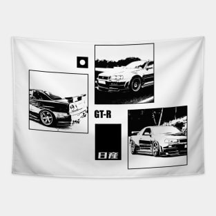 NISSAN SKYLINE GT-R R34 Black 'N White Archive Tapestry