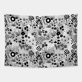 Monochrome Flower Meadow Tapestry