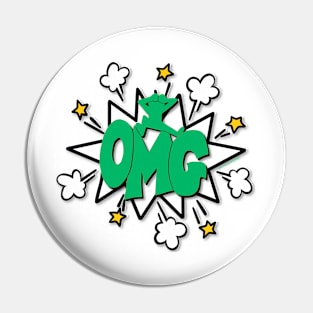 OMG!! Comic Bubble Green Pin