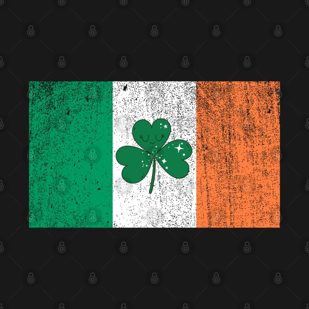 Distressed Ireland Flag Cute Irish Shamrock Saint Patricks Day by Illustradise