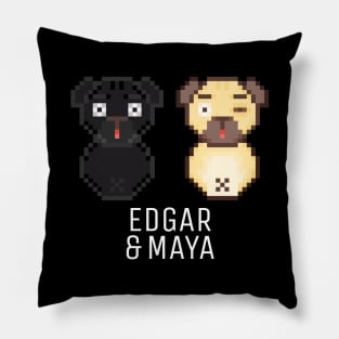 Pug Edgar & Maya White Pillow