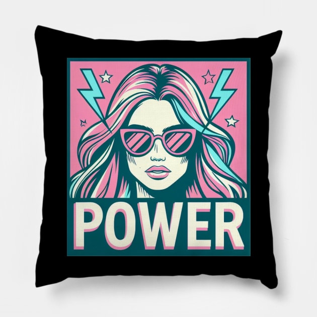 girl power retro Pillow by Anthony88