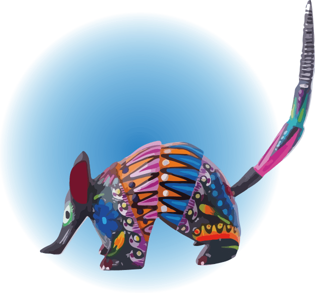 Coco armadillo alebrije Mexican folk art hand-painted maximalist colorful pattern Kids T-Shirt by T-Mex