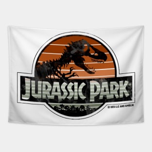 Jurassic logo Minimalistic Park Sunset Design Tapestry