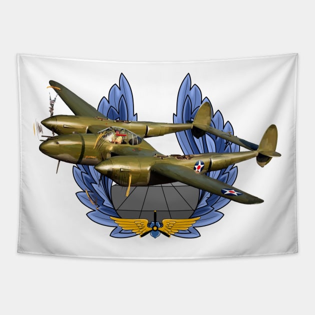 P-38 Lightning Tapestry by sibosssr