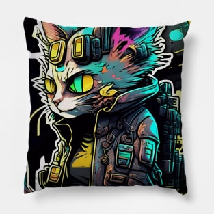 Cyberpunk Cat #2 Pillow