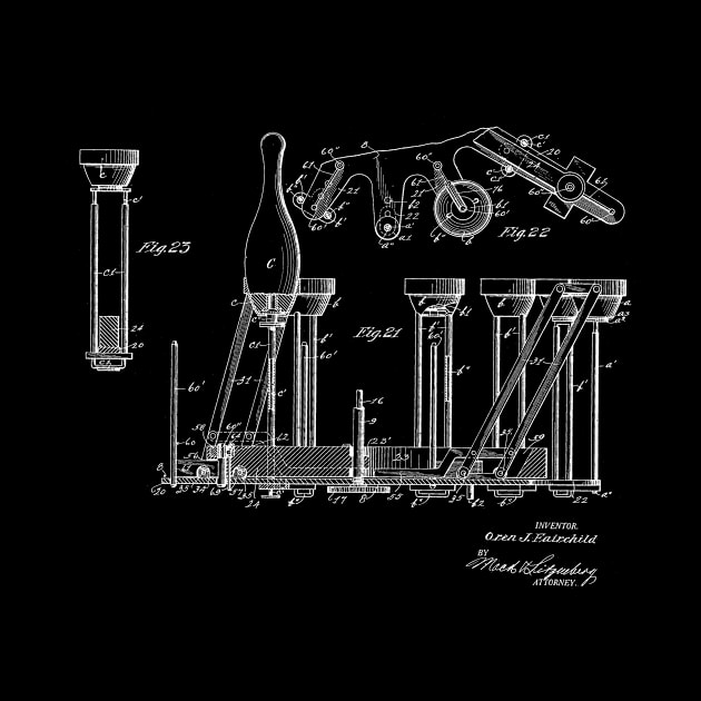 Automatic Bowling Machine Vintage Patent Drawing by TheYoungDesigns