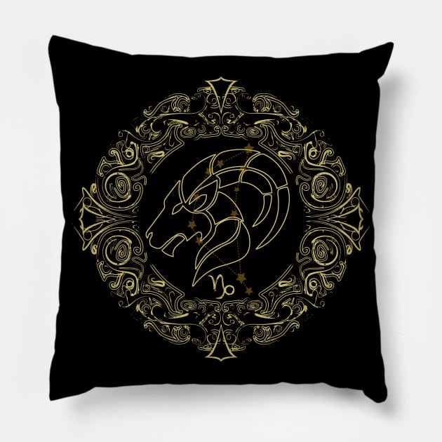 Zodiac Sign Capricorn Pillow by Mandra