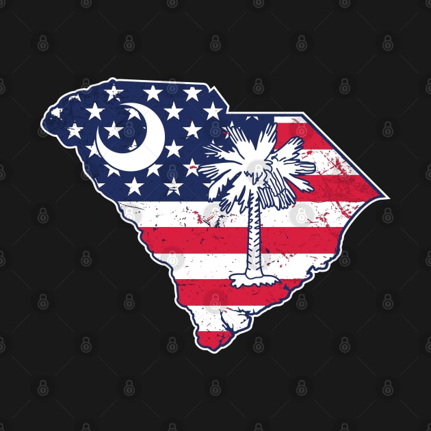 South Carolina Palmetto State - USA Flag Vintage Patriotic Design by TGKelly