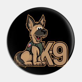 K-9 Dog Cartoon Illustration Pin