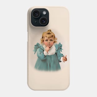 Blonde girl in blue dress Phone Case