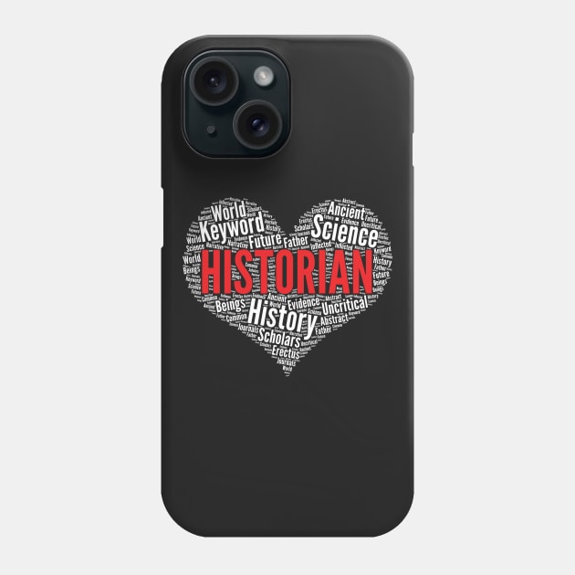 Historian Heart Shape Word Cloud History product Phone Case by theodoros20