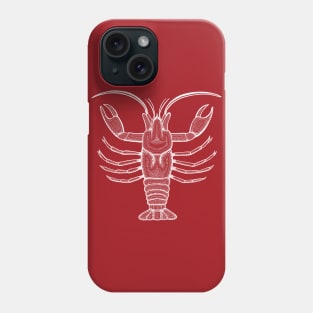 Crayfish or Yabbie Ink Art - cool detailed animal design - on dark red Phone Case