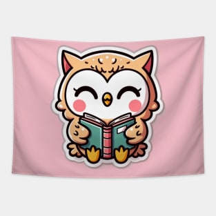 Happy Baby Owl with Book Tapestry