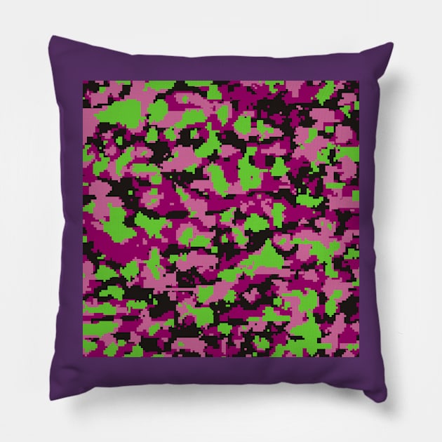 Orchid lime Digital Camouflage Pillow by Tshirtstory