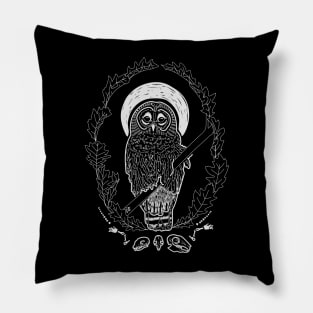 "Patron Saint of Dead Rodents" Barred Owl and Oak Leaves Pillow