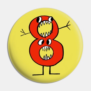 Monster Number 8 in red - happy eighth birthday! Pin