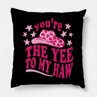 Retro You're the yee to my haw Funny Cowgirl Valentine's Day Premium Pillow