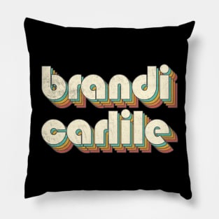 Retro Vintage Rainbow Brandi Letters Distressed Style Pillow