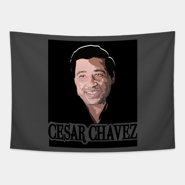 Cesar Chavez Black & White Tapestry by WaltTheAdobeGuy