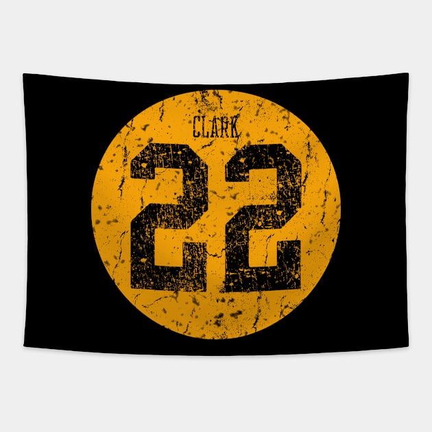 Caitlin Clark Yellow Distressed Jersey Number 22 Front & Back Tapestry by DurenOys