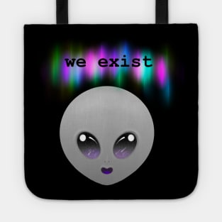 The Greys “We Exist” grey-asexual alien Tote
