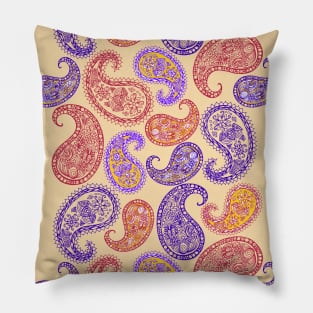 Paisleys Red and Purple Pillow