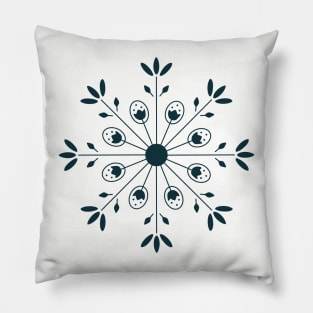 Nordic Inspired Folk Art Snowflake Wheel Pillow