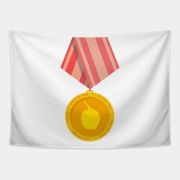 Chili Pepper Medal Tapestry by MojoCoffeeTime