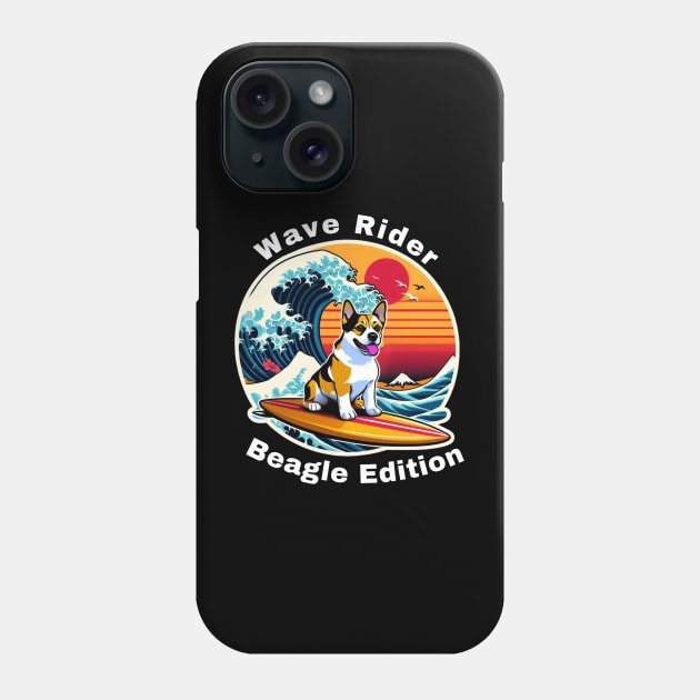 Wave Rider Beagle Edition- Beagle Surfing on the Great Waves off Kanagawa Phone Case by Trendz by Ami