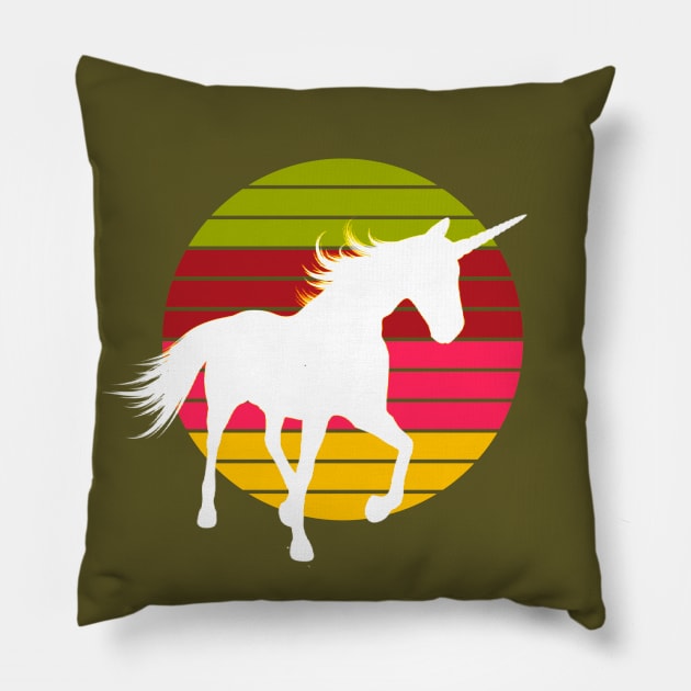 Retro Unicorn Style Pillow by AlondraHanley