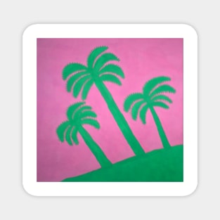 Pink and Green Palm Tree Silhouettes Magnet