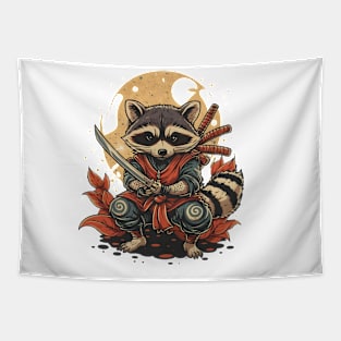 Raccoon Samurai Warrior And Sword Design Tapestry