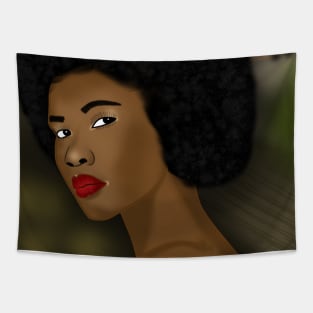 African woman digital art drawing Tapestry