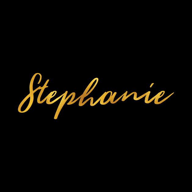 Stephanie Name Hand Lettering in Faux Gold Letters by Pixel On Fire