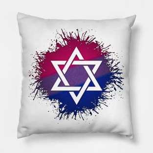 Paint Splatter Bisexual Pride Star of David Symbol Pillow