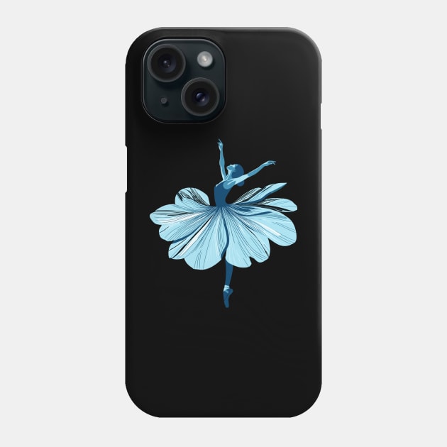 Beautiful ballerina in a blue dress dancing. Vector illustration, tiptoe pose, ballet performer Phone Case by Nora Liak