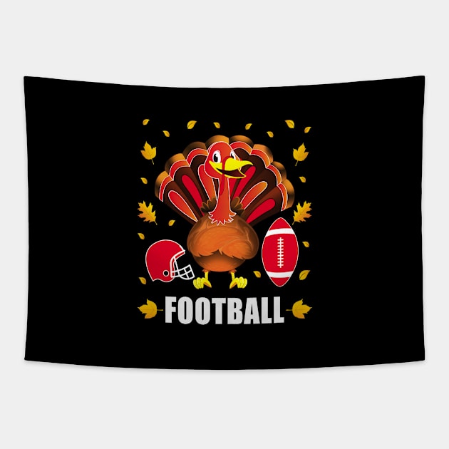 Funny Thanksgiving Football Turkey Autumn Tapestry by loveshop